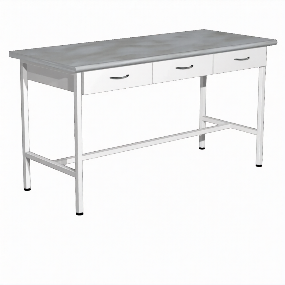Стол лабораторный СЛ-108/1 (1400х600х850) (постформинг серый, каркас белый)