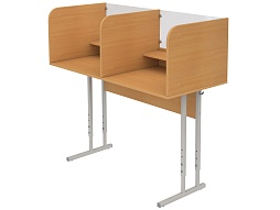 Стол 2-местный лингафонный 2-4 г/р регулируемый школьный (бук, м/к серый, квадратная труба)