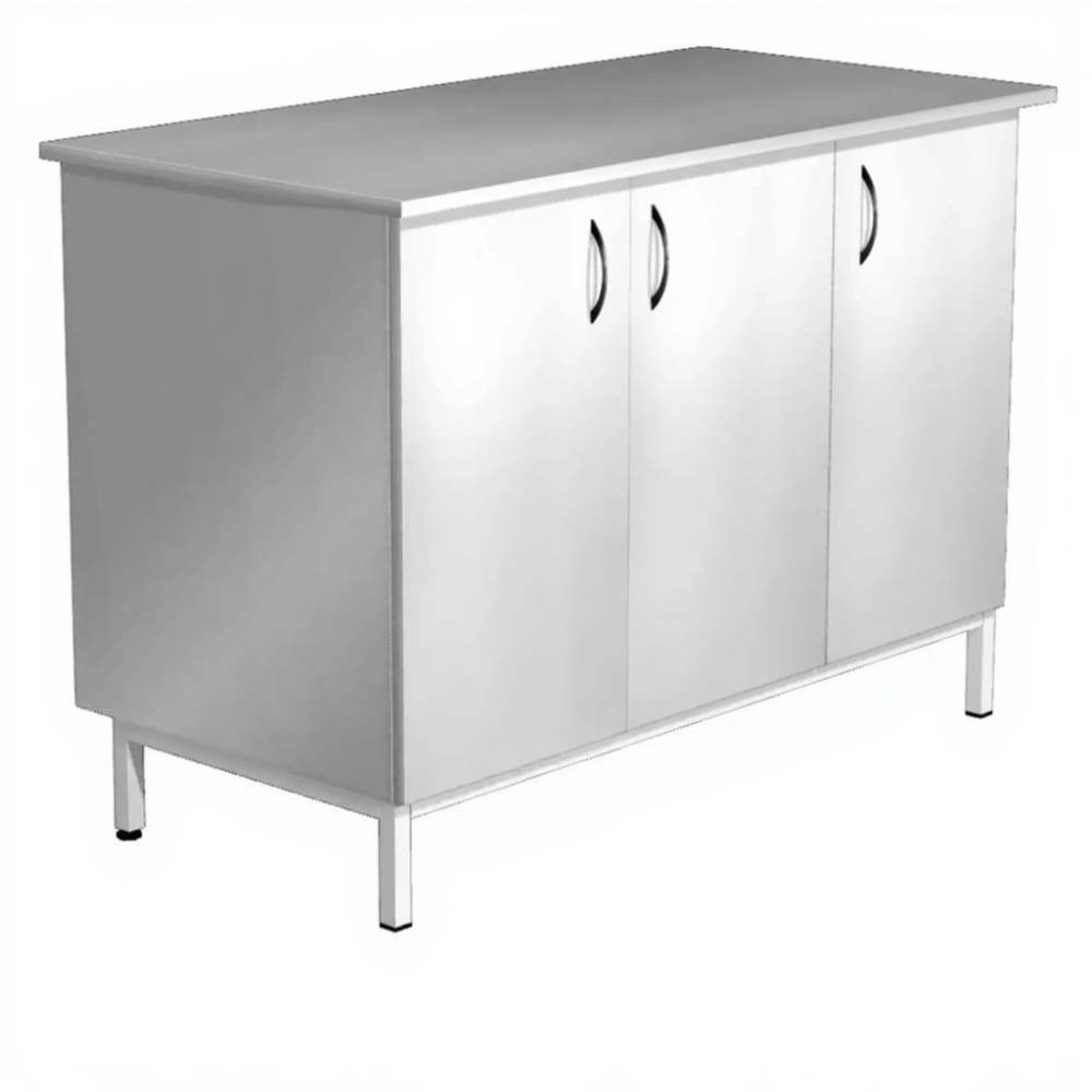 Тумба стационарная металлическая СЛМ-5 (столешница сталь, каркас белый)