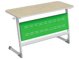 Стол 2-местный школьный 5-7 г/р "Логика" с перфорированным экраном (дуб "Бардолино"/зеленый, м/к белый)