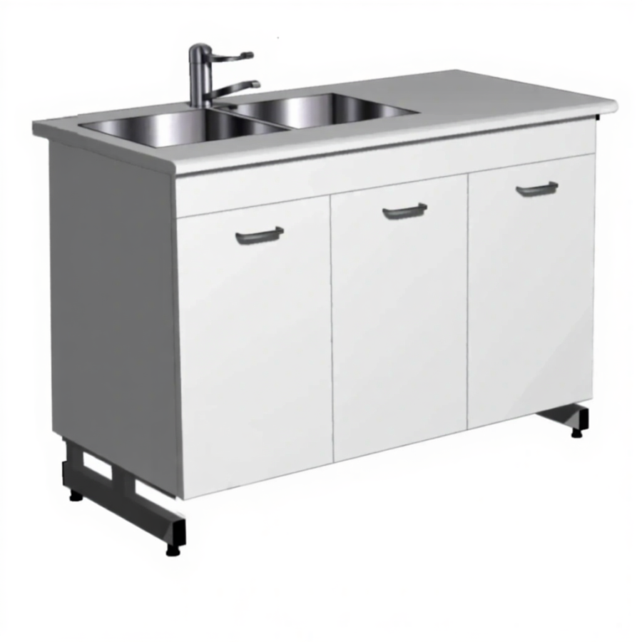 Стол-мойка СТм-207 «Премиум» 1200 (корпус ЛДСП серый, столешница постформинг серый, каркас серый)