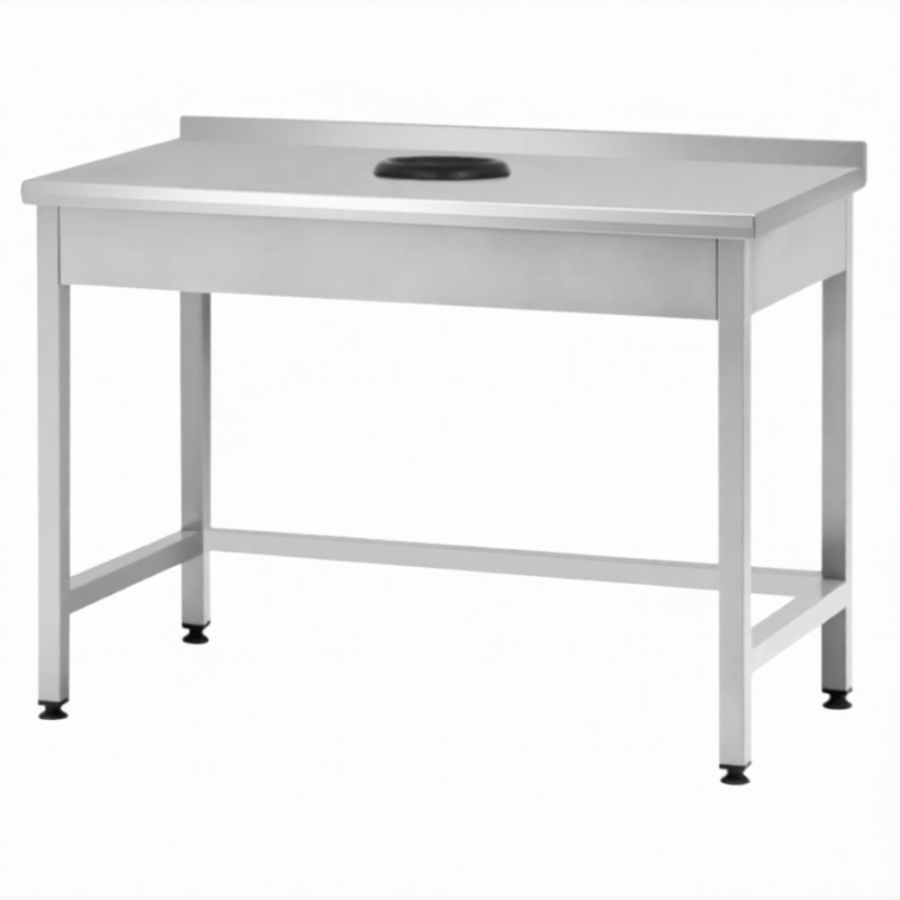 Стол производственный СПРп - 860х1500х600 «Profi Inox», сбор отходов, борт (полка-обвязка)