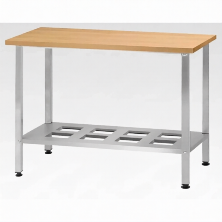 Стол кондитерский СПРн 860х1200х800 «Norma Inox» бук/40 (полка-решетка; ножка проф., тр. 40)