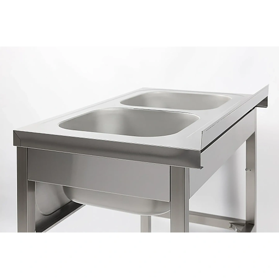 Ванна моечная двухсекционная цельнотянутая с бортом ВМЦ-2/12/6-Б