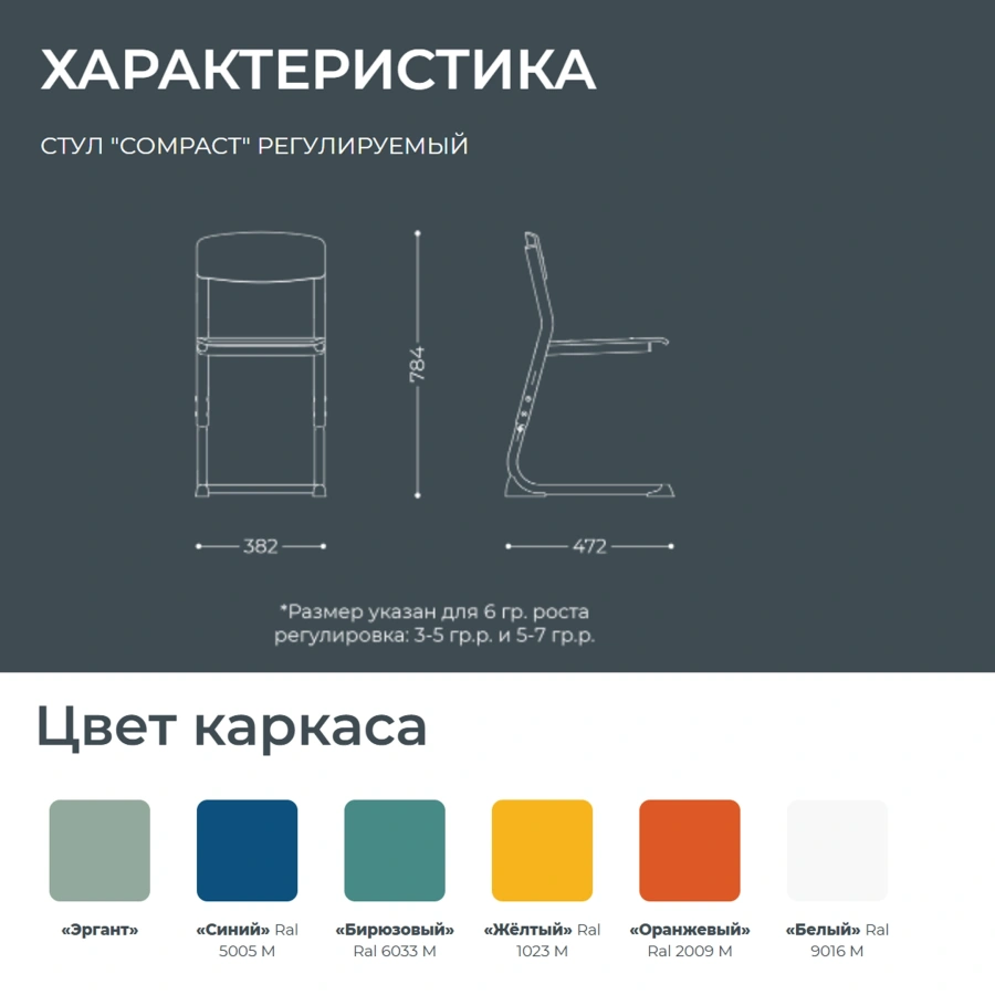 Школьный стул Compact регулируемый (модель СШ3/1-Р)